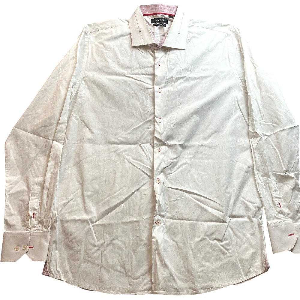 Levinas Shirt Mens 2XL Contrast Cuff Preppy Academia‎ Career Dress Professional